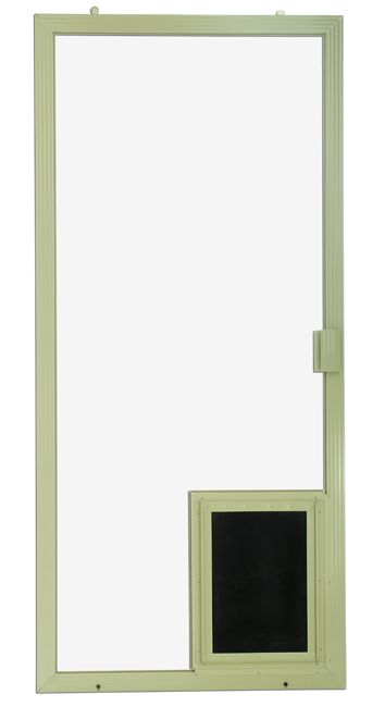 pet door in the sliding screen door